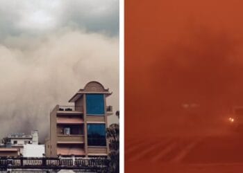 जैसलमेर में दूसरे दिन भी उठा रेत का डरावना बवंडर, आसमान हुआ लाल