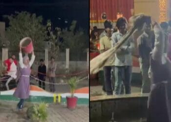 फव्वारे में उतरी युवती, चिल्लाकर लगाने लगी धर्मिक नारे, उठा- उठाकर फेंके गमले