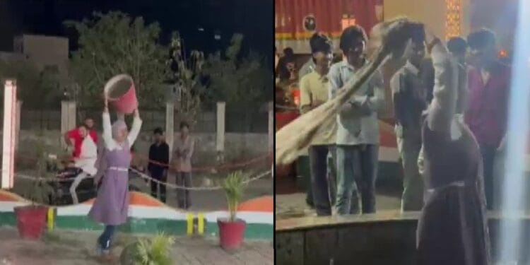 फव्वारे में उतरी युवती, चिल्लाकर लगाने लगी धर्मिक नारे, उठा- उठाकर फेंके गमले