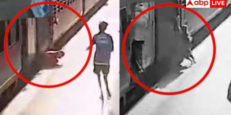 चलती ट्रेन में चढ़ते समय बिगड़ा बैलेंस, पटरियों के नीचे आए मां-बेटे; खौफनाक वीडियो वायरल
