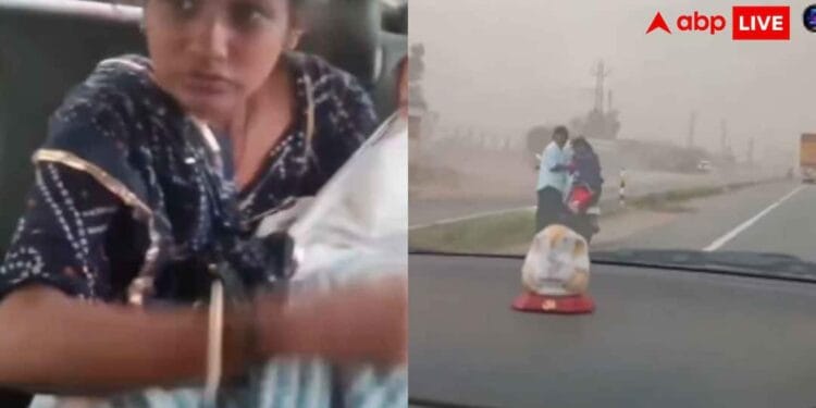 हाईवे पर गोद में बच्चे को लिए फंसी थी फैमिली, तूफान में फरिश्ता बनकर आया अजनबी; वीडियो वायरल