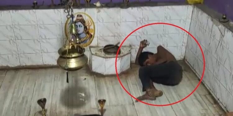 दरार से मंदिर में घुसा चोर, बाहर निकलने का नहीं मिला रास्ता… रातभर अंदर ही फंसा रहा- VIDEO