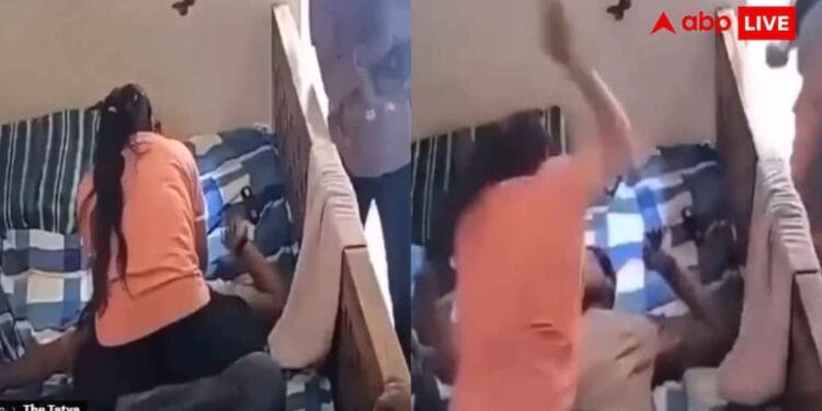 पति की छाती पर चढ़ पत्नी ने की ऐसी धुलाई, दहशत में ‘हसबैंड’ समाज, देखें वीडियो