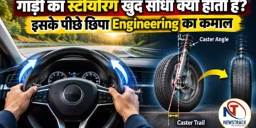 Car Steering System Explained in Hindi | Newstrack Hindi News | Latest Hindi News | Car Steering System: गाड़ी का स्टीयरिंग खुद सीधा क्यों होता है? कैस्टर एंगल का इंजीनियरिंग कमाल | News Track in Hindi